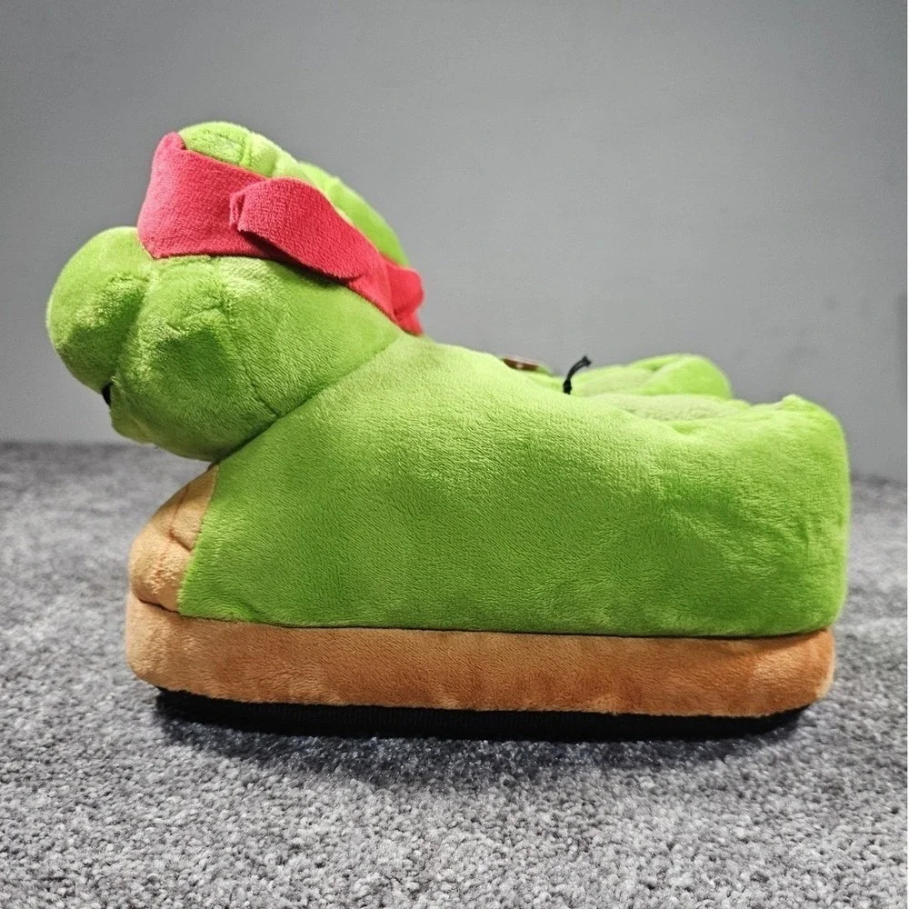 Nickelodeon 3D TMNT Raphael Slippers Unisex Kids Size 4 Green Red Plush